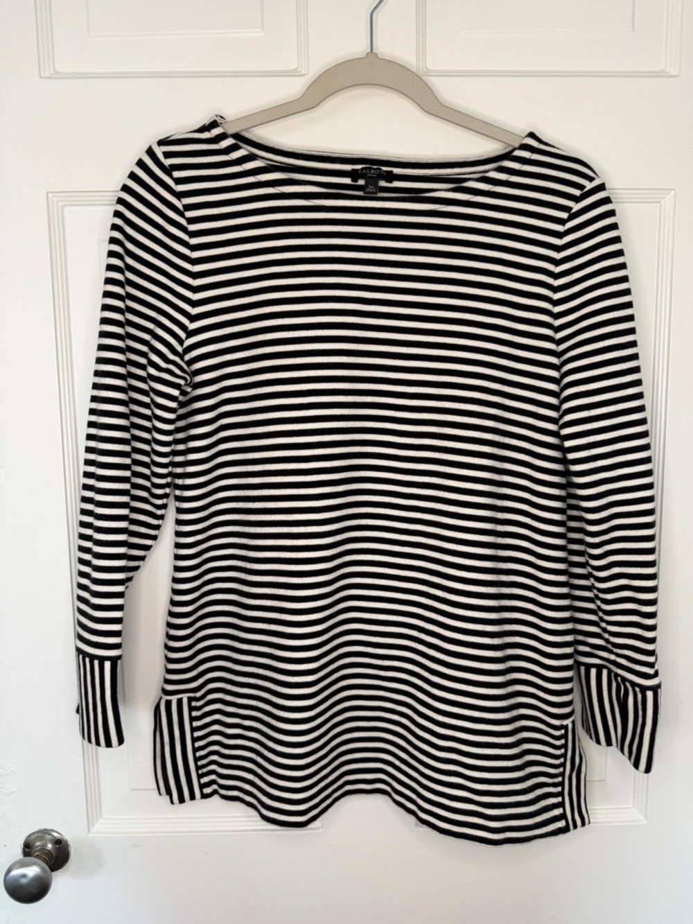 Talbots Petites Black & White Striped Top – Size LP